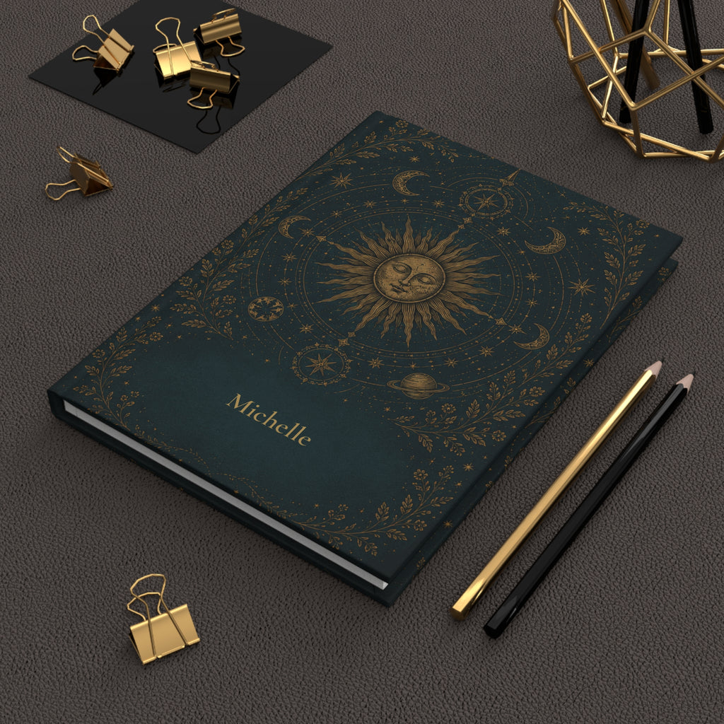 Sun and Moon journal held in hand to show size and portability