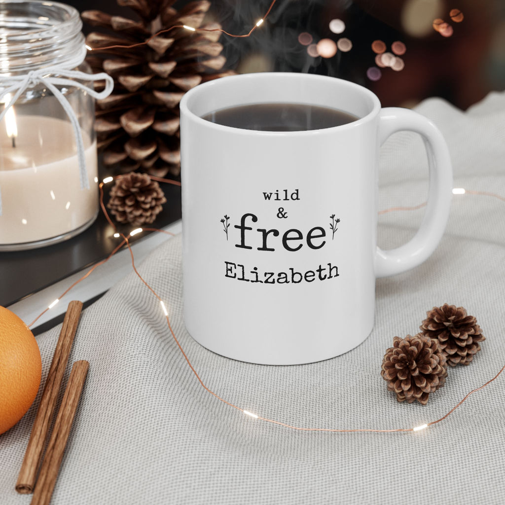 Back view of the Wild and Free mug
