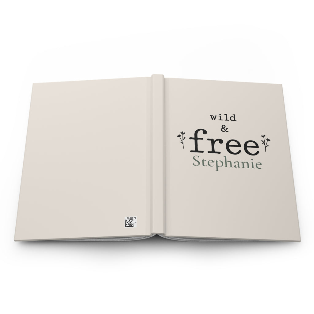 Back cover of the Wild & Free journal showing the discreet production barcode