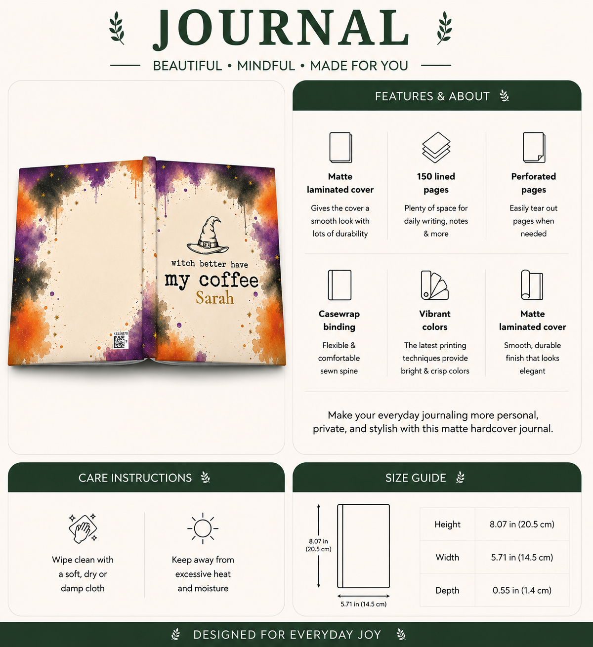 Witch Better Have My Coffee personalized journal styled with Halloween decor for the season