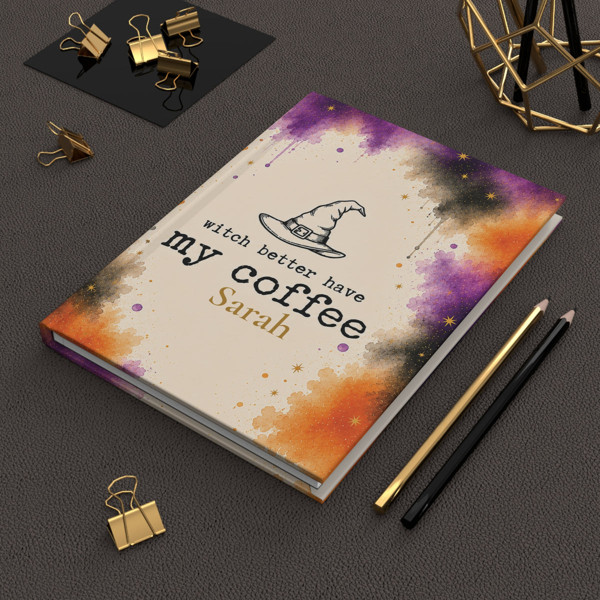 Witch Better Have My Coffee journal held in hand to show size and portability