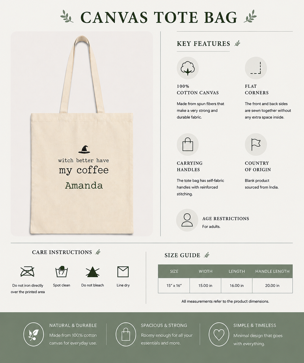 Witch Better Have My Coffee personalized tote bag folded flat lay