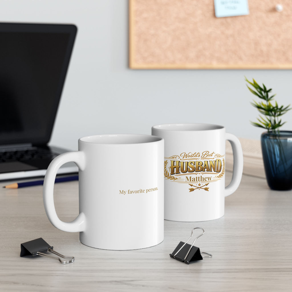 11oz and 15oz size comparison of the husband mug