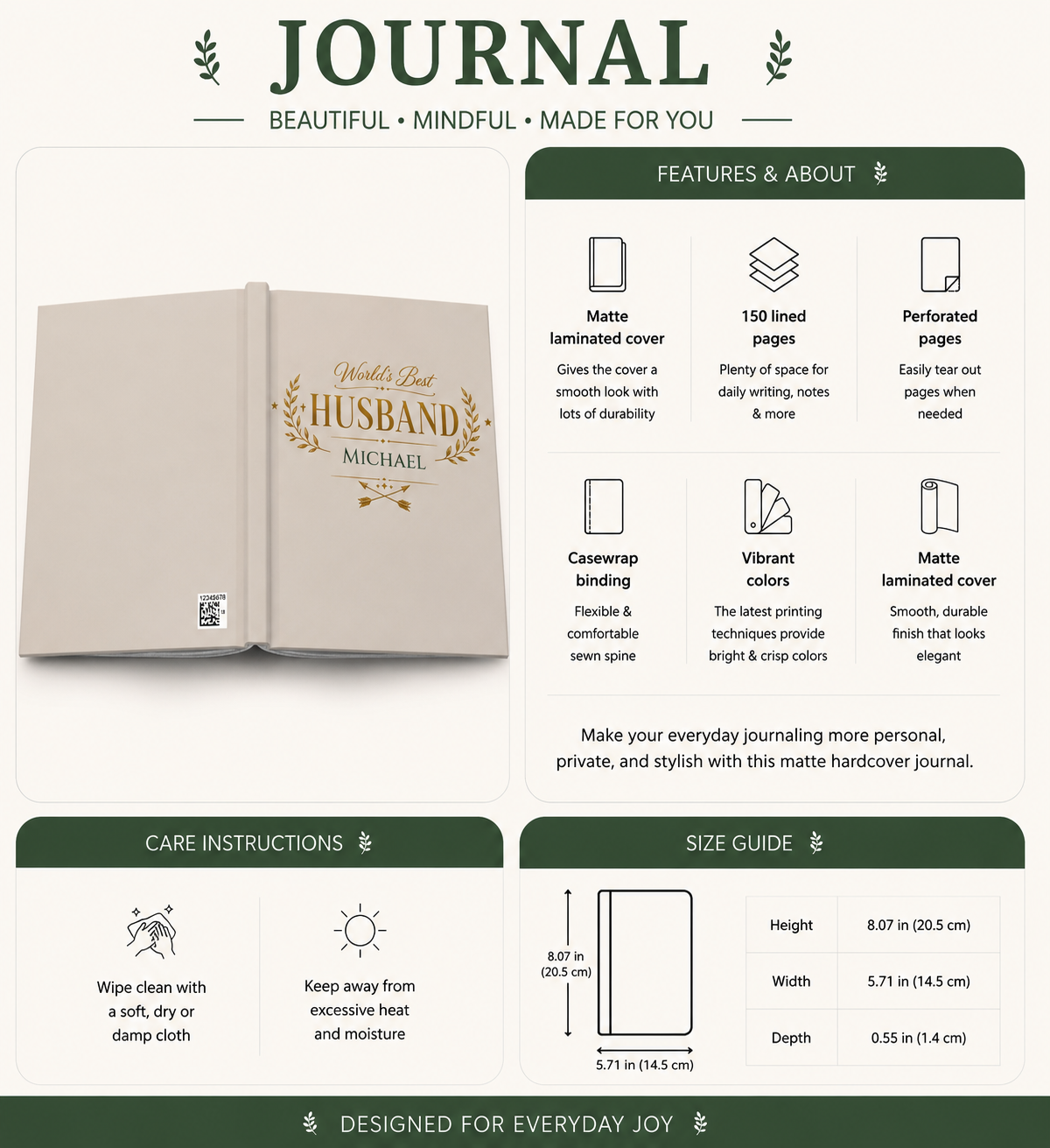 World's Best Husband personalized journal on a bedside table as part of an evening routine