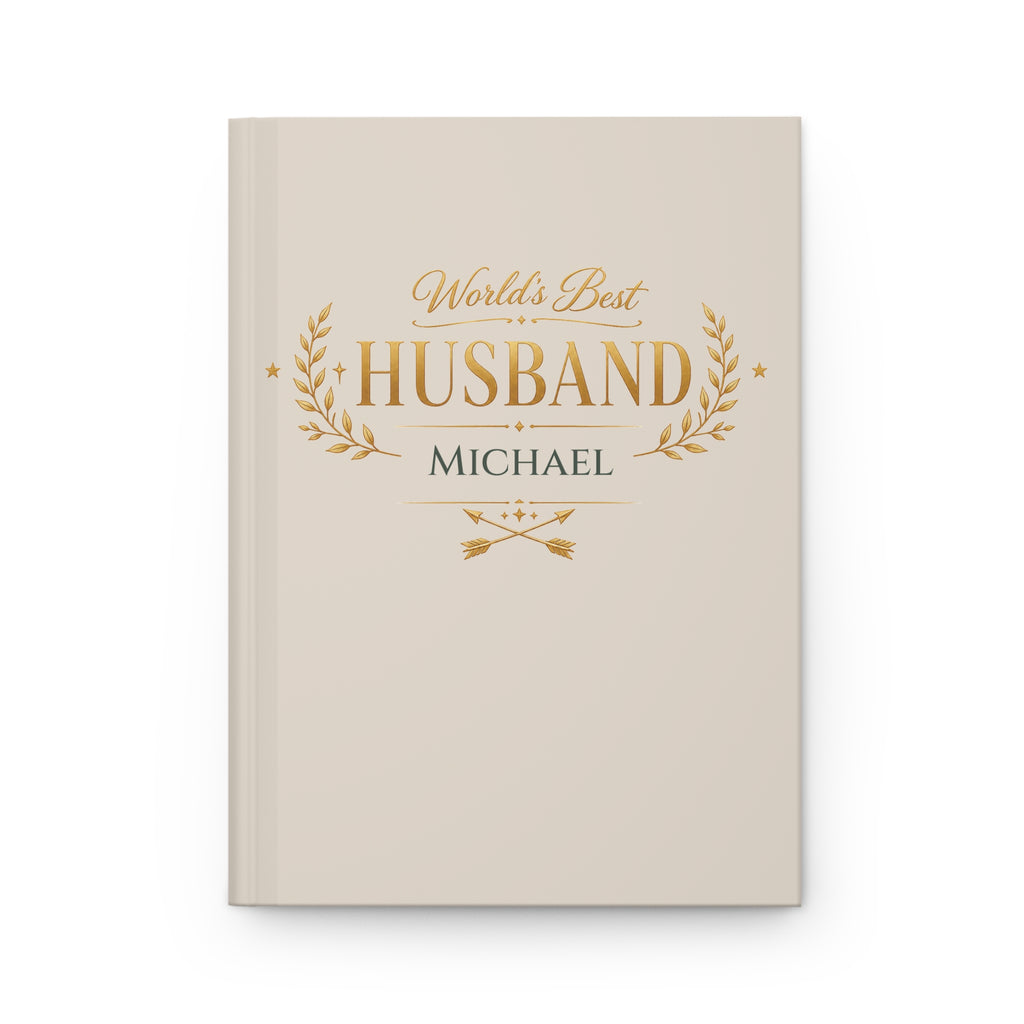 World's Best Husband personalized journal open flat showing custom name on cream cover
