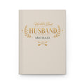 World's Best Husband personalized journal open flat showing custom name on cream cover