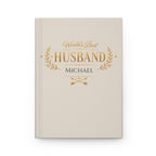 World's Best Husband personalized journal open flat showing custom name on cream cover